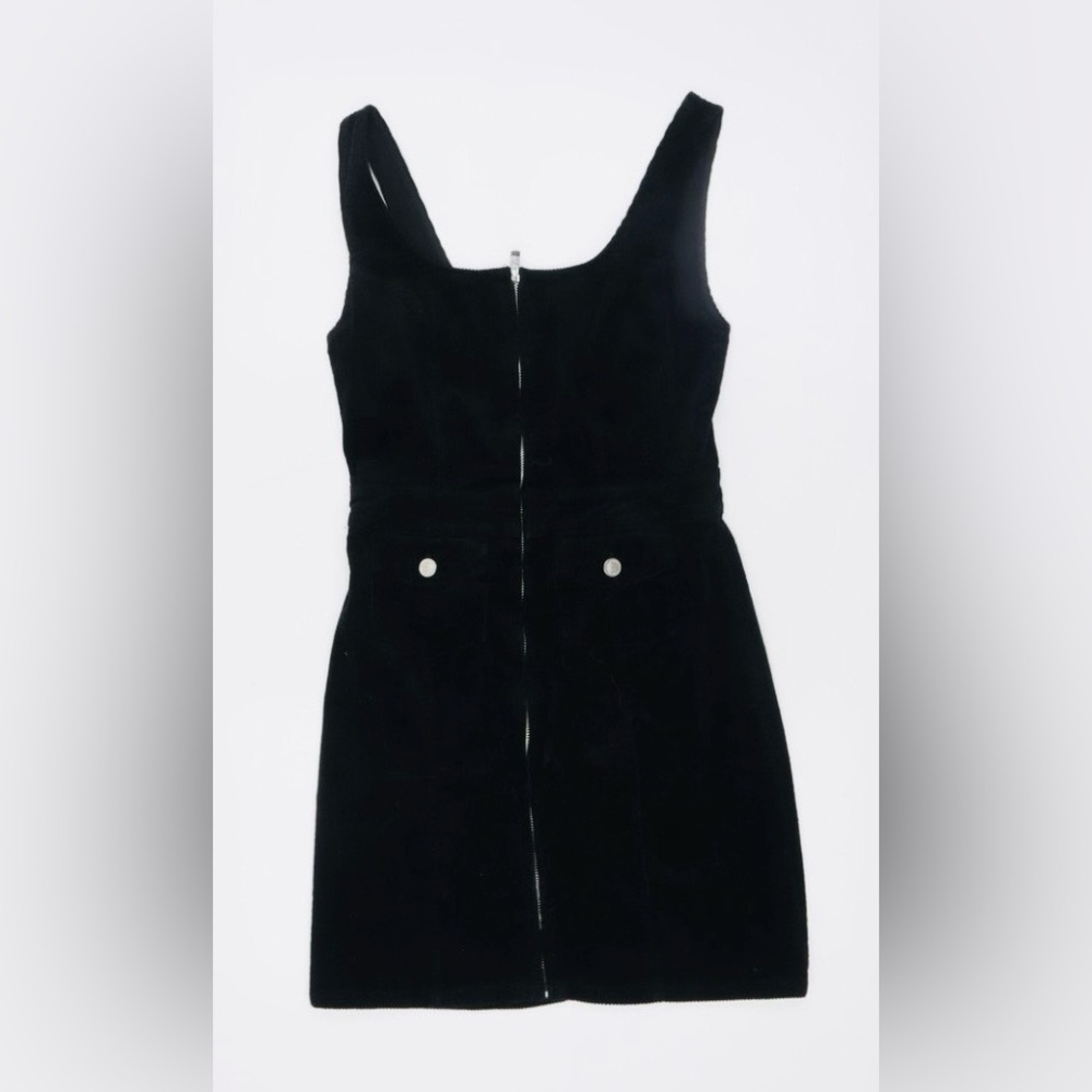 DENIM&CO. Black Sleeveless Corduroy Mini Dress with Front Zip, Size 2